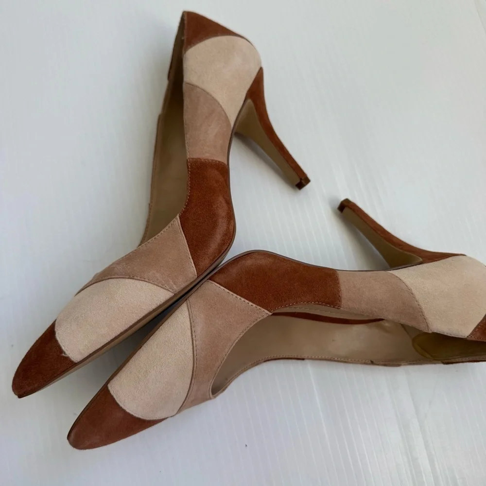 BCBGeneration patchwork suede Tan and Brown Heels